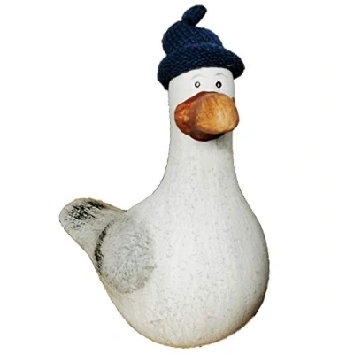 Abbildung von Land Haus Shop Möwe mit Strickmütze Dekofigur Hinnerk Keramik Maritim Vogel Meer Küste Strand (Gross 20cm hoch)