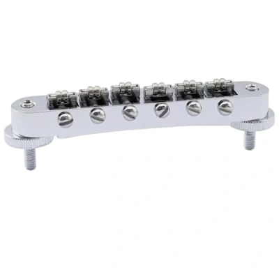 Abbildung von Musiclily Pro 10,4mm Gitarre Roller Bridge ABR 1 Tune O Matic Steg mit M4 Bolzen für Les Paul LP SG Style E Gitarre, Chrom