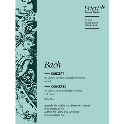 Abbildung von Violinkonzert a moll BWV 1041 Breitkopf Urtext Ausgabe für Violine und Klavier (EB 8693): Tasteninstrument (Violoncello ad ... als Faksimile die Violoncellostimme
