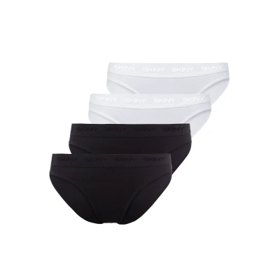 Abbildung von Skiny RIO SLIP 4ER PACK Logobund Slip, Damen, Größe: 38, Schwarz/weiß