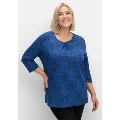 Abbildung von Sheego 3/4ARM Langarmshirt, Damen, Größe: 46, Blau gemustert