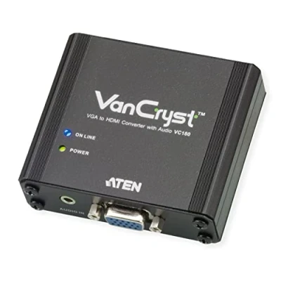 Abbildung von ATEN VGA/Audio zu HDMI Wandler, Schwarz, Metall, 1920 x 1080 Pixel, 1080p, 16:9