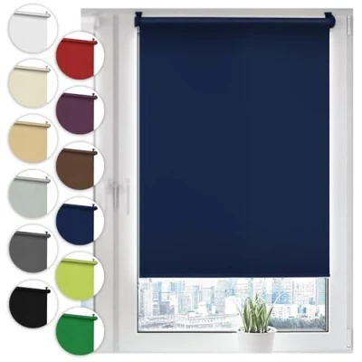 Abbildung von Sonello Verdunkelungsrollo Klemmfix ohne Bohren 40cm x 130cm Dunkelblau Verdunklungsrollo Fensterrollo Rollo Seitenzugrollo Klemmrollo für Fenster &amp; Tür