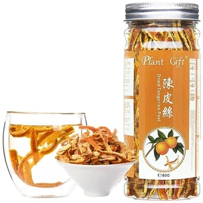 Abbildung von Plant Gift Tangerine Tea 陈皮 Orangenschale, 100% natürlicher reiner Kräutertee, getrocknete Mandarinorangen, kalter Brühtee, Mandarinen, Orangenschalenstreifen 80g / 2.82oz