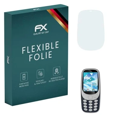 Abbildung von atFoliX Schutzfolie kompatibel mit Nokia 3310 4G Folie, ultraklare und flexible FX Displayschutzfolie (3X)