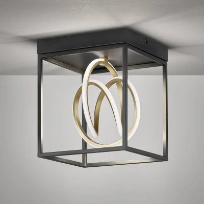 Abbildung von Fischer &amp; HonselDeckenleuchte, Gisischwarz mattgoldfarbenL: 25,00 cm, B: cmAusl. Decke: 29,00 cmFernbedienungCCT, dimmbar Stufenlos1x LED 15,0 Watt 2700/65001900 lmEEG:F21326