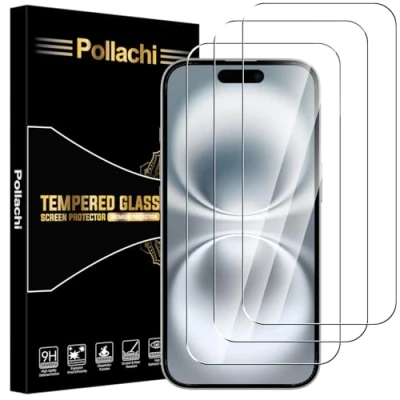 Abbildung von Pollachi [3 Stück Schutzfolie für iPhone 16/15 Panzerglas Glasfolie,9H Härte,Anti Kratzen,Anti Fingerabdruck,Anti Bläschen,Ultra Klar,Displayschutzfolien Panzer Schutz Glas