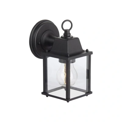 Abbildung von Außenwandleuchte Irvin, Höhe 22 cm, schwarz, Metall/Glas