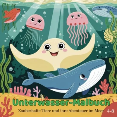 Abbildung von Unterwasser Malbuch Zauberhafte Tiere und ihre Abenteuer im Meer: Niedliche Meeresbewohner zum Ausmalen für kreative Kinder ab 4 Jahren 40 ... Krebse mehr entspannten Malen
