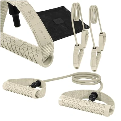 Abbildung von Widerstandsbänder Set mit Griffen 3 Resistance Bands aus Naturkautschuk Fitnessbänder Tasche für Krafttraining, Physiotherapie &amp; Pilates Expander Muskelaufbau Ganzkörpertraining