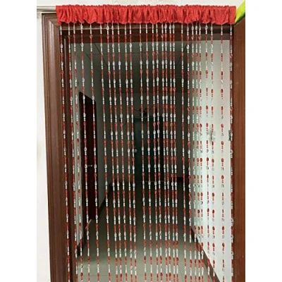 Abbildung von ZiDeTang Türvorhang mit Acrylperlen, Raumteiler, 100 x 195 cm, Rot