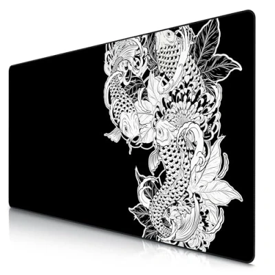 Abbildung von Titanwolf XXXL Übergröße Mauspad 1200x600mm, Gaming Mousepad Groß 120x60 cm Tischunterlage Large Size verbessert Präzision und Geschwindigkeit für Logitech Maus Tastatur, Koi Tattoo 3