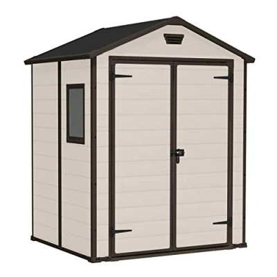 Abbildung von Keter Manor 6x5DD Gartenhaus wetterfest 4.8m3, Kunststoff, Outdoor, Außenmaße: BxTxH:185x152x226cm, Innenmaße: BxTxH:169x138x219cm, beige