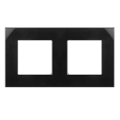 Abbildung von Maclean MCE729B 2 fach Glasrahmen Panel 157x86mm für Steckdose Modulare Wandsteckdose Unterputzdose Wanddose Einbaudose Unterputz Montage (2 Steckdose, Schwarz)