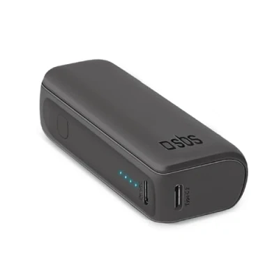 Abbildung von SBS Kompakte Powerbank, 5000 mAh, tragbares Ladegerät, 10 W, Schnellladung, Ladegerät für Android Smartphones und iPhones, Flugzeug, 1 USB C Anschluss A, inklusive Ladekabel