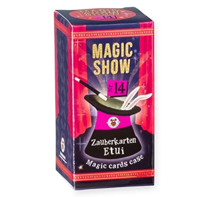 Abbildung von TRENDHAUS 957764 Magic Show Nr. 14 [ Zauberkarten Etui ], Verblüffende Zaubertricks für Kinder ab 6 Jahren, Inkl. Online Videos, Trick Nr.14, Rot