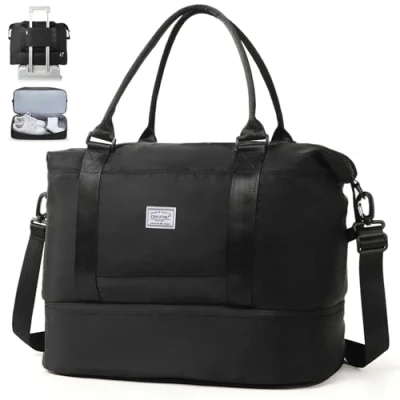 Abbildung von TANTOMI Reisetasche Handgepäck,Sporttasche Damen,46x23x32 cm,Handgepäck Tasche Weekender Bag wasserdichte Duffle Trainingstasche Kliniktasche Geburt Geeignet Urlaub Camping, Grün