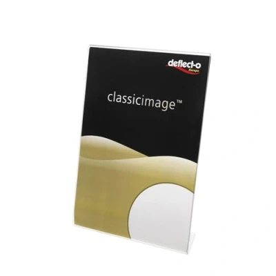 Abbildung von Deflecto Tischaufsteller Classic Image, schräg, A5, Hochformat, 150 x 210 53 mm, glasklar, einseitige Präsentation, Menükartenhalter, Werbeaufsteller