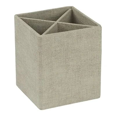 Abbildung von BIGSO BOX OF SWEDEN PENNY Stifthalter mit 4 Fächern stilvolle Stiftbox für den Schreibtisch Organizer aus Faserplatte und Papier in Leinenoptik beige