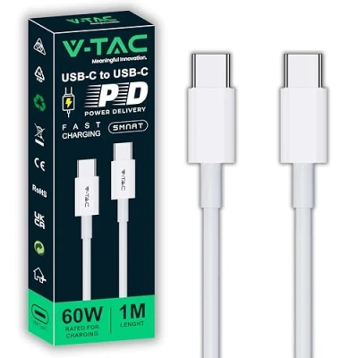 Abbildung von V TAC 1 Meter USB C auf Kabel für Smartphone, Computer Tablet Ultra Flexibles Typ schnelles Aufladen und Datenübertragung Kompatibel iPhone, Samsung, Xiaomi