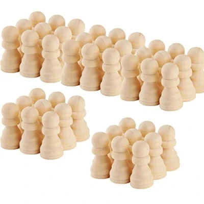 Abbildung von NA Woohome 40 Stück Figuren Holzfiguren, Natürlich Unbemalt Holzschach, Holzfiguren Dekoration Kleine zum DIY Kinder Bastelprojekte, Malen, Spiele