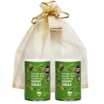 Abbildung von GUSTONE. One&amp;Only Green Chai Powder mit Matcha 2 x 250g Dose Geschenkset