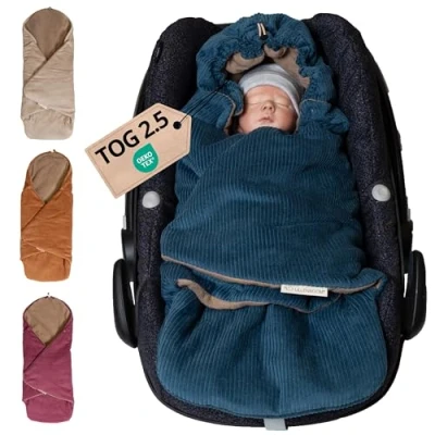 Abbildung von ULLENBOOM Einschlagdecke Babyschale, 100% OEKO TEX Materialien, Ideal für Herbst und Winter, Cord Petrol (Made in EU) Babydecke Kindersitz oder Kinderwagen, kuschelige Decke Babys