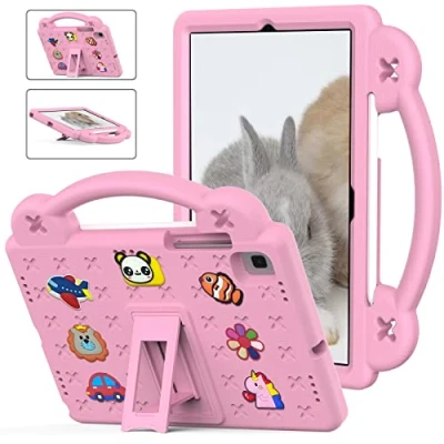 Abbildung von Kinder Hülle für Samsung Galaxy Tab S5e T720 10.5 Zoll (2019), DIY Karton Puppe Eva Leichte Stoßfeste Griff mit Standfuß, Dauerhaft Kids Schutzhülle, Rosa
