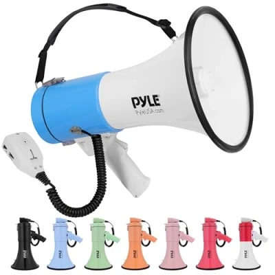 Abbildung von Pyle Megaphon mit Sirene, Signalhorn Siren Megaphone Signalhorn, Megafon Erwachsene 50 Watt, Faltbare Sirene &amp; Mikrofon, Lautstärke Einstellbar Batteriebetrieben, Reichweite: 1100m