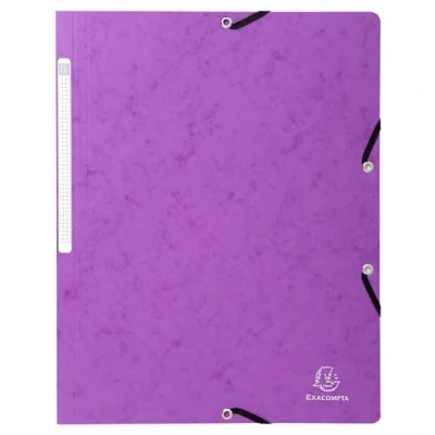 Abbildung von Exacompta 5568E 25er Pack Eckspanner Mappe. Aus extra starkem Manila Karton DIN A4 mit 2 Gummizügen und Rückenschild viloett Sammelmappe Dokumentenmappe