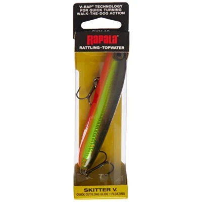 Abbildung von Rapala Skitter V Angelköder Angelzubehör mit durchsichtigem Körper Süßwasser Spinnköder Lauftiefe Topwater Fischköder 10cm, 14g Hergestellt in Estland Hot Olive