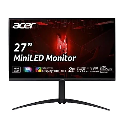 Abbildung von Acer Nitro XV275UP3 Gaming Monitor 27 Zoll (69 cm Bildschirm) WQHD, 170Hz DP, 144Hz HDMI, 2ms (GTG), 2xHDMI 2.0, DP 1.2, höhenverstellbar, drehbar, DP/HDMI FreeSync Premium, Schwarz