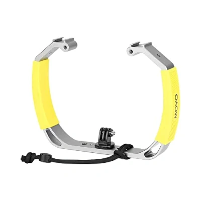 Abbildung von Movo GB U80 Unterwasser Tauch Rig mit Zubehörschuh Halterungen, Handgelenkschlaufe kompatibel GoPro HERO, HERO3, HERO4, HERO5, HERO6, HERO7, HERO8, HERO9, Osmo Action Cam Scuba Zubehör (XL Version)