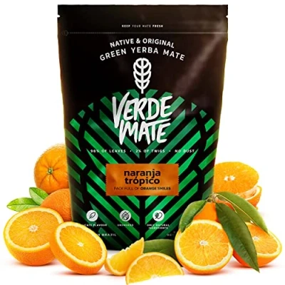 Abbildung von Verde Mate Green Naranja Tropico 0,5kg Yerba mit Orangengeschmack Erfrischende Früchten Aufregung Brasilianische 500gr