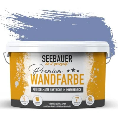 Abbildung von SEEBAUER diy Wandfarbe lila 2,5L für Innen (No. 907 Magic Lavender) Edelmatte Innenfarbe Violetttöne sehr hohe Deckkraft Matt, Abwaschbar und Tropffrei