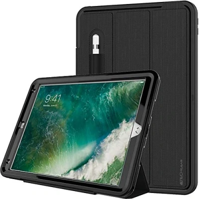 Abbildung von TECHGEAR D Fence Hülle für iPad Air 10,5 (2019) / Pro Zoll Schlanker, schlagfester, robuster Schutzanzug Rüstung Defence Smart Fall, Kinder Schulen Builders Workman Schwarz