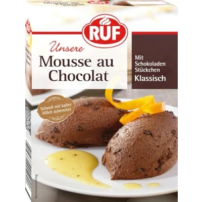 Abbildung von RUF Mousse au Chocolat, klassischer Nachtisch mit zartschmelzenden Schokoladen Stückchen, nur Milch hinzufügen, glutenfrei, 1x100g