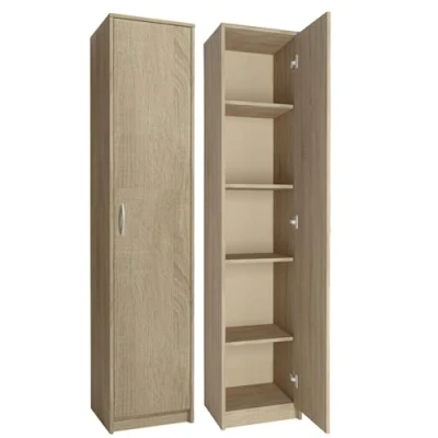 Abbildung von Regal mit 5 Ebenen in mattem Finish Aktenschrank 4 Einlegeböden und 1 Tür, Standregal 39 cm breit hochwertigen Polymergriffen ideal für Schlafzimmer, Wohnzimmer, Flur, Büro sonoma