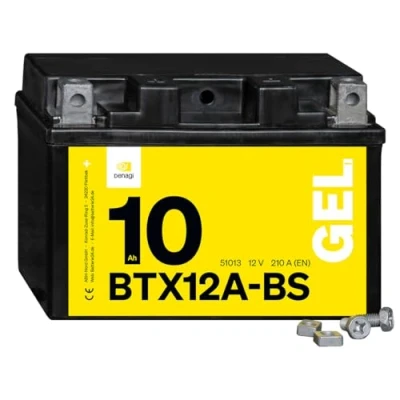 Abbildung von Denagi 51013 GEL BTX12A BS Motorradbatterie 12V 10Ah, Ersetzt YTX12A BS, wartungsfrei versiegelt vorgeladen