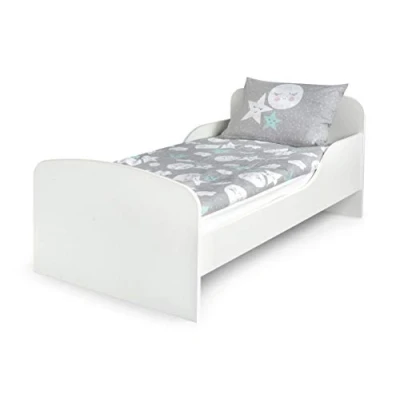 Abbildung von Leomark Kinderbett Funktionsbett Einzelbett mit Matratze Sehr Einfache Montage Jugendbett Toddler Bett Liegefläche 140x70 Weiß
