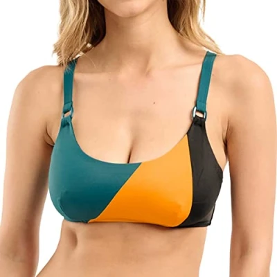Abbildung von Sans Complexe Damen Beyond The Beach Bikinioberteil, BH ohne Bügel, Black Green Yellow, 42