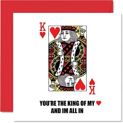 Abbildung von Cute Anniversary Card for Husband Wife Boyfriend Girlfriend King Of Hearts Special Wedding Women Men Her Him, 145mm x Valentines Greeting Cards Fiance Fiancee