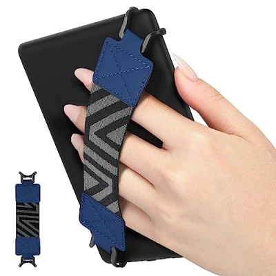 Abbildung von MoKo Handschlaufe für 6 8&quot; Kindle eReaders Fire Tablet Kindle/Kobo/Voyaga/Lenovo/Sony E Book Tablet, Elastisches Halteband Leicht und Tragbar Fingerhalterung Griff Halter, Indigo