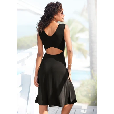 Abbildung von LASCANA Jerseykleid, mit Rückenausschnitt, Sommerkleid Cut Outs, Basic