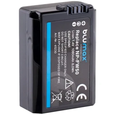 Abbildung von Blumax Akku NP FW50 1080mAh ersetzt Sony Alpha ZV E10 7 II 7II 7rm2 7rii 5000 5100 6000 6300 6400 6500 NEX 3 5 6 A33 A35 A37 A55 A3000 CyberShot DSC RX10