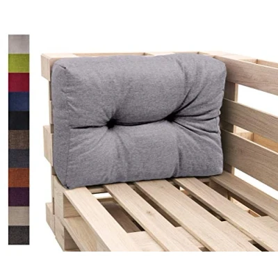 Abbildung von sunnypillow Palettenkissen Auflage Set für Europaletten Indoor und Outdoor Palettenpolster Palettensofa Kissen mit schöner Steppung viele Farben Größen zur Auswahl Seitenkissen 65 x 60, Grau