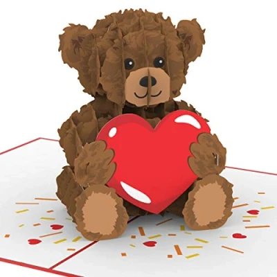 Abbildung von papercrush® Pop Up Karte Teddy mit Herz Süße 3D Geburtstagskarte für Frau &amp; Freundin, Liebeskarte Teddybär zum Geburtstag, Hochzeitstag, Jahrestag, Ich Liebe Dich Lieblingsmensch