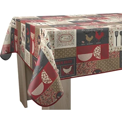 Abbildung von Le linge de Jules Tischdecke, schmutzabweisend, rechteckig, 150 x 300 cm, Rot