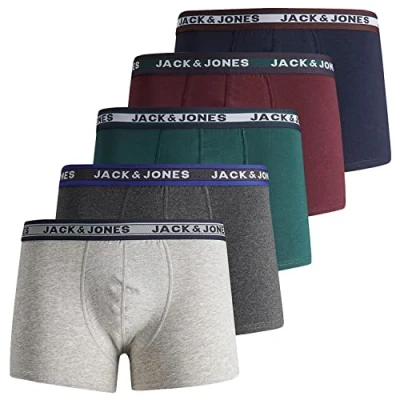 Abbildung von Jack &amp; Jones 5 PACK Panties dark grey melange detaillgm sea moss port royale navy blazer, Herren, Größe: Large