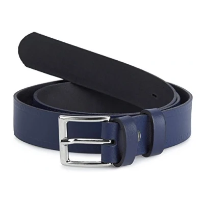 Abbildung von Ladeheid Kinder Gürtel Ledergürtel Mode Accessoire für Jungen mit Schnalle 2,5 cm Breit K1D5 (Navyblau/Weiß, 65 (Gesamtlänge 84 cm))